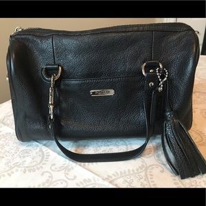 Black Coach Avery Pebbled Leather Satchel w/ strap